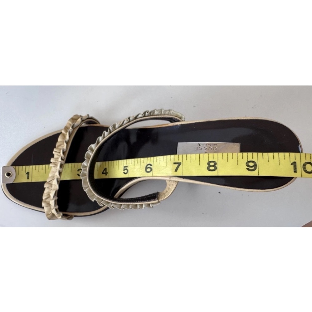 GUCCI Beige Cream Leather Ruffle Straps High Heel Sandals Women’s Size 8 - Picture 11 of 11